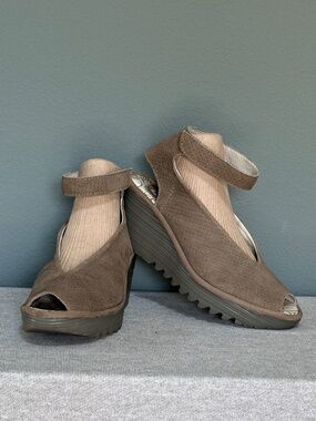 Fly London Yala Suede Leather Wedge Sandals